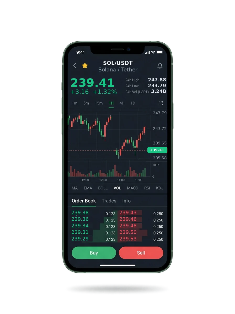 Mobile app screen showing a portfolio summary and a message thread with an account manager
